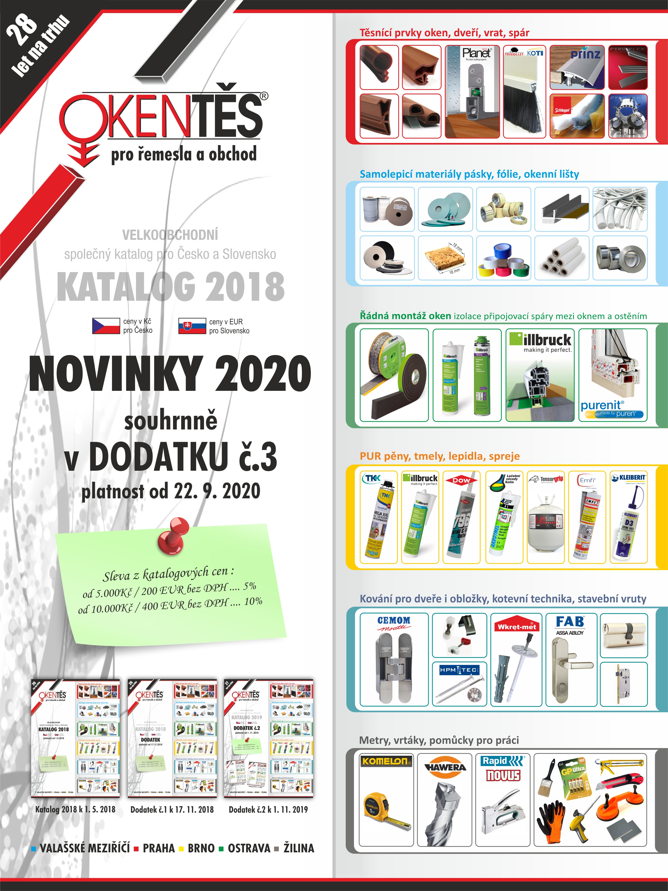 Okentěs - NOVINKY 2020 souhrnně v Dodatku č. 3