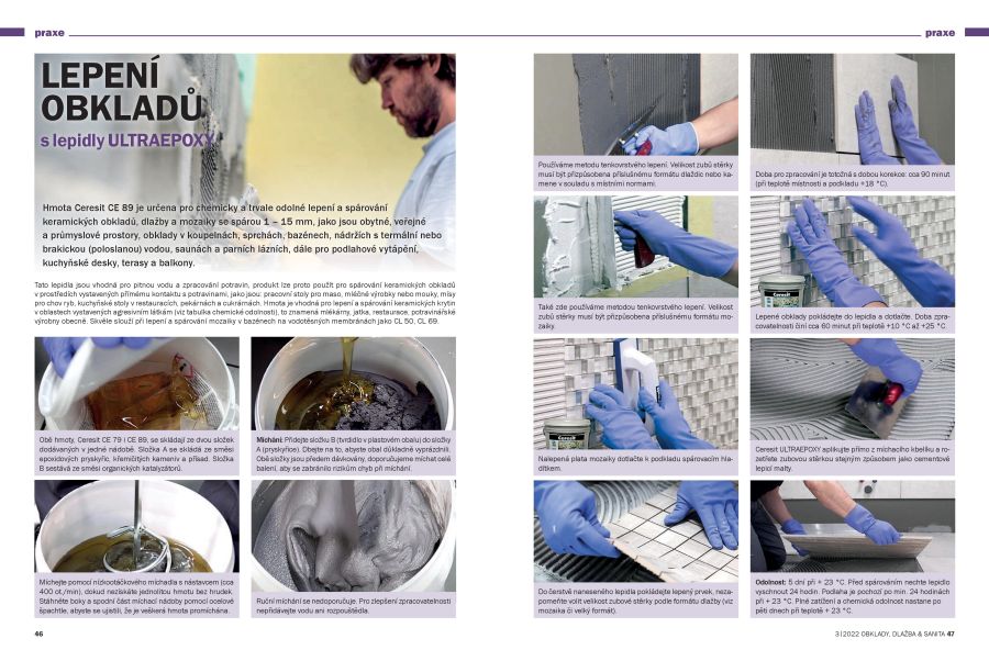Lepení obkladů s lepidly ULTRAEPOXY 