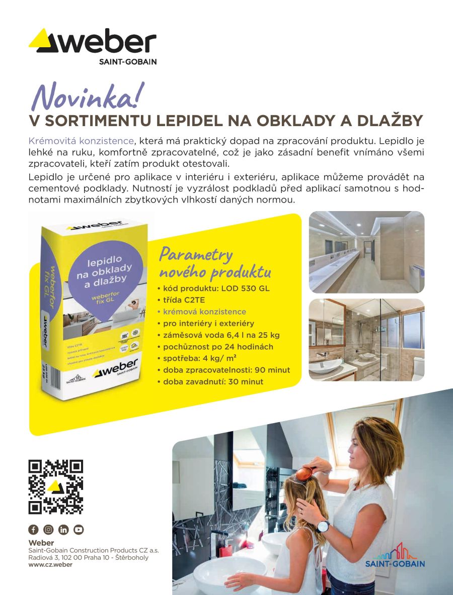 Novinka v sortimentu lepidel na obklady a dlažby - Weberfor fix GL